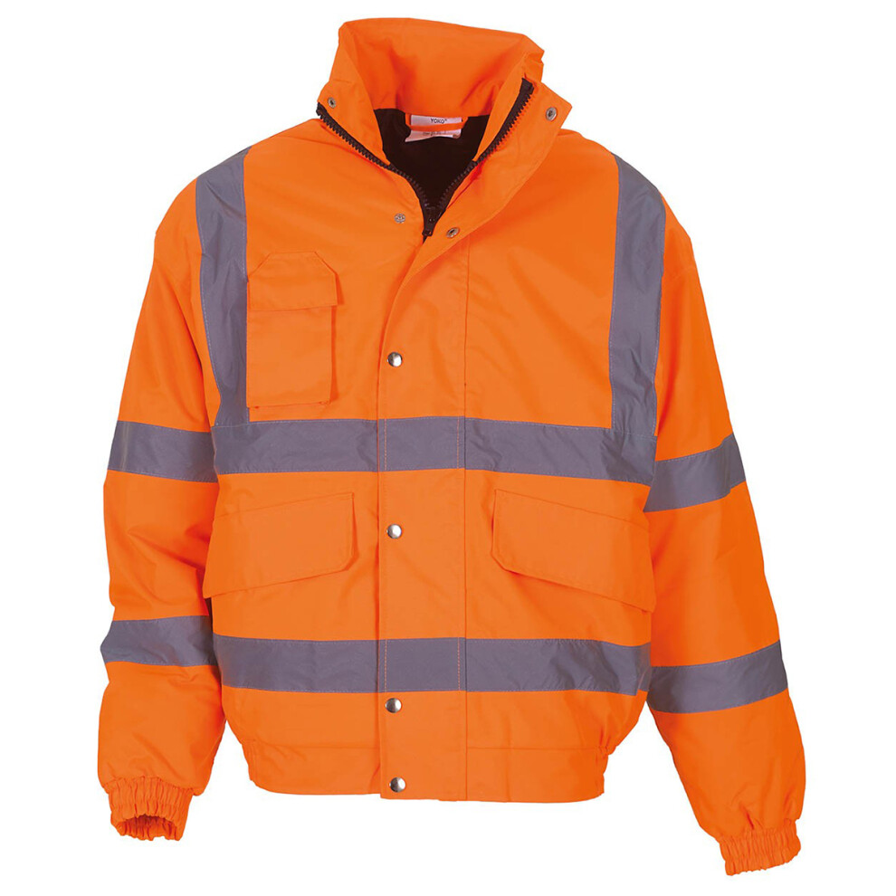 (L, Hi Vis Orange) Yoko Mens Hi-Vis Bomber Jacket (Pack Of 2) 5059269134075