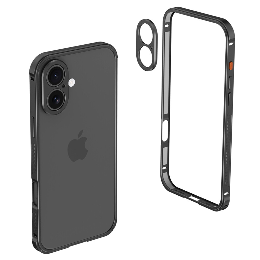 (Black) For Iphone 17 Phone Cover Seahorse Buckle Aluminum Alloy Bumper Case With Metal Lens Frame Black 6914292133954