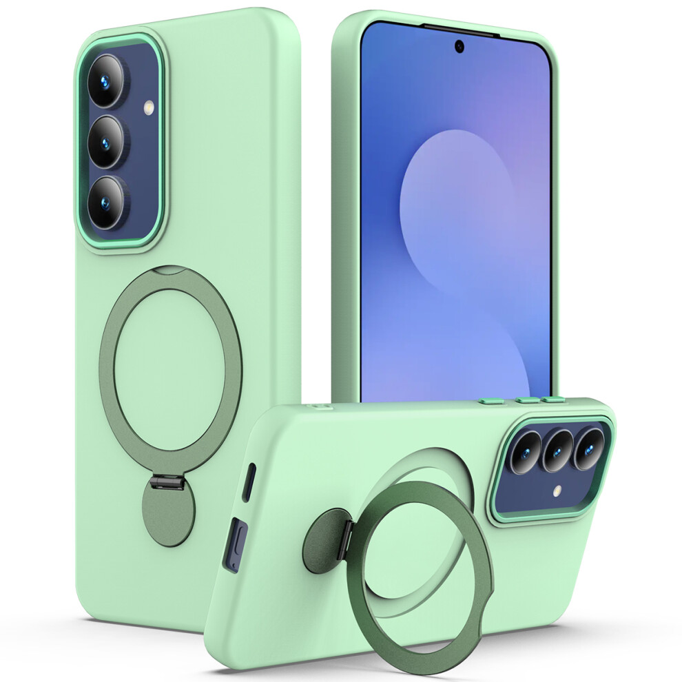 (Green) For Samsung Galaxy S25 Fe Magnetic Case Rotating Ring Kickstand Tpu + Pc Back Cover Green 6914291326876