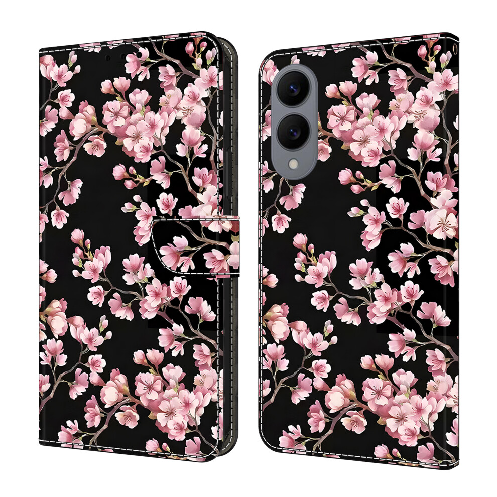 ( Blossom) For Samsung Galaxy S25 Edge Case Foldable Stand Wallet Pattern Printing Pu Leather Flip Phone Cover Peach 6914299025672