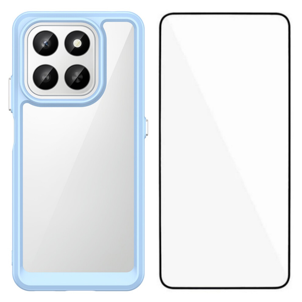 (Blue) Wanlonfeng For Honor 400 Smart 4G / Honor X7d 4G / Honor 400 Smart 5G Phone Case Xc Series Tpu Acrylic Cover With Tempe Blue 6914292645181