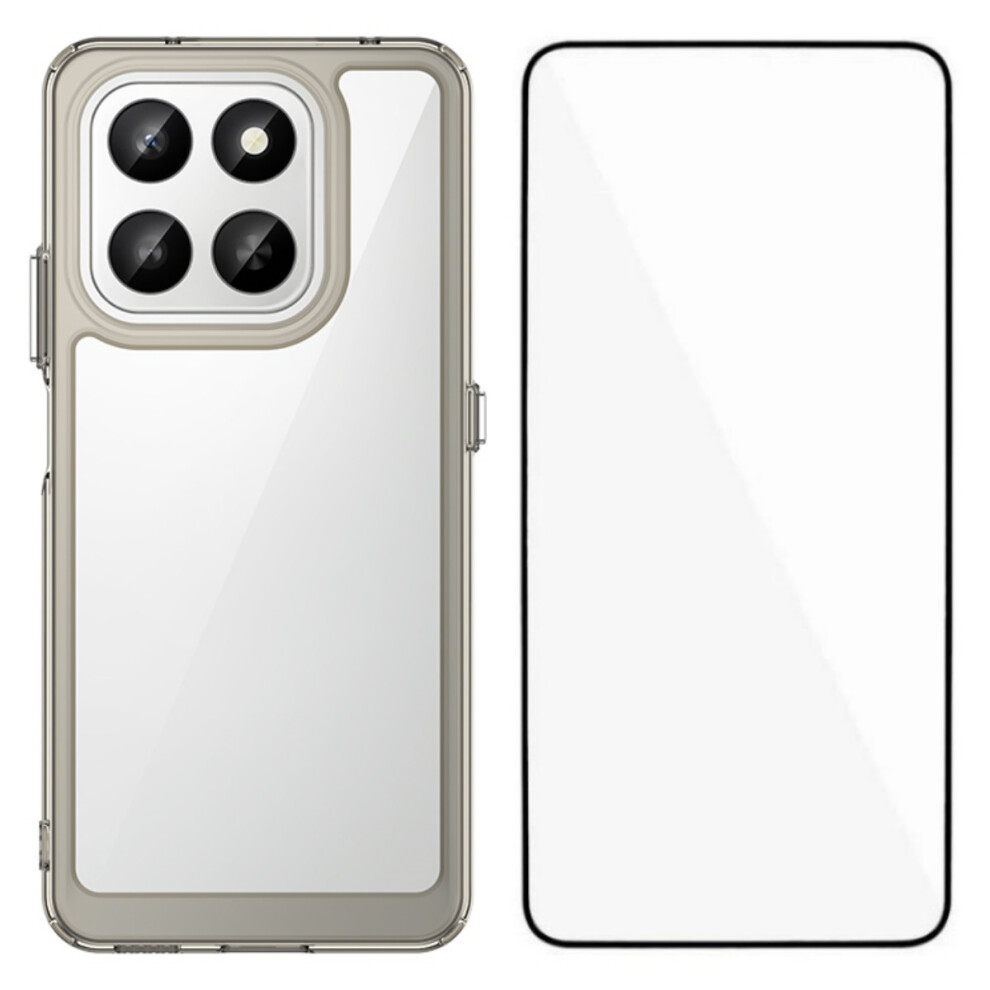 (Transparent ) Wanlonfeng For Honor 400 Smart 4G / Honor X7d 4G / Honor 400 Smart 5G Phone Case Xc Series Tpu Acrylic Cover With Tempe Grey 6914297043883