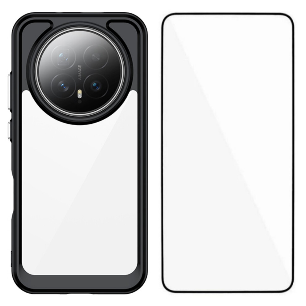 (Black) Wanlonfeng For Honor Magic8 5G Phone Case Xc Series Tpu Acrylic Cover With Tempered Glass (Big Lens Hole) Black 6914294923539