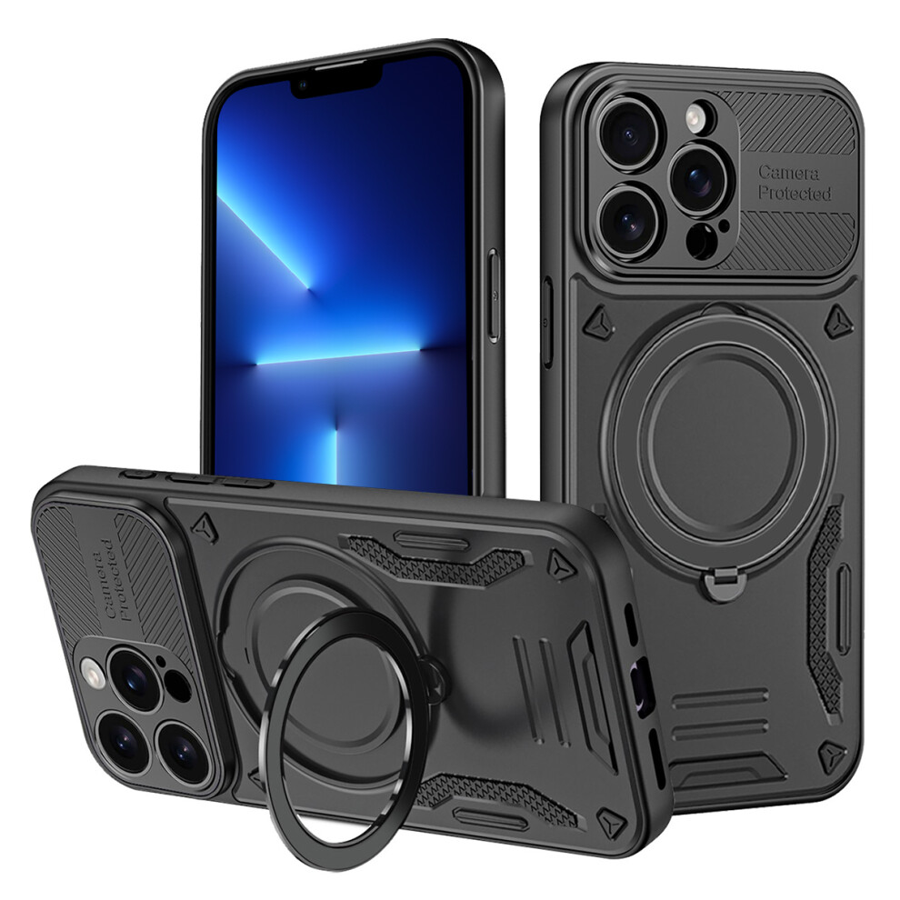 (Black) For Iphone 13 Pro Case Compatible With Magsafe Shockproof Tpu + Pc Phone Back Cover With Kickstand Black 6914291044947