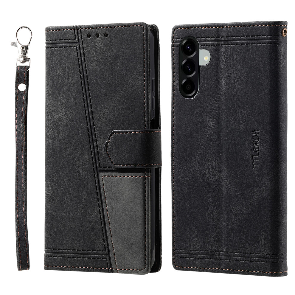 (Black) Ttudrch Style 004 For Samsung Galaxy A37 5G Leather Case Rfid Blocking Wallet Stand Phone Cover With Strap Black 6914290334858