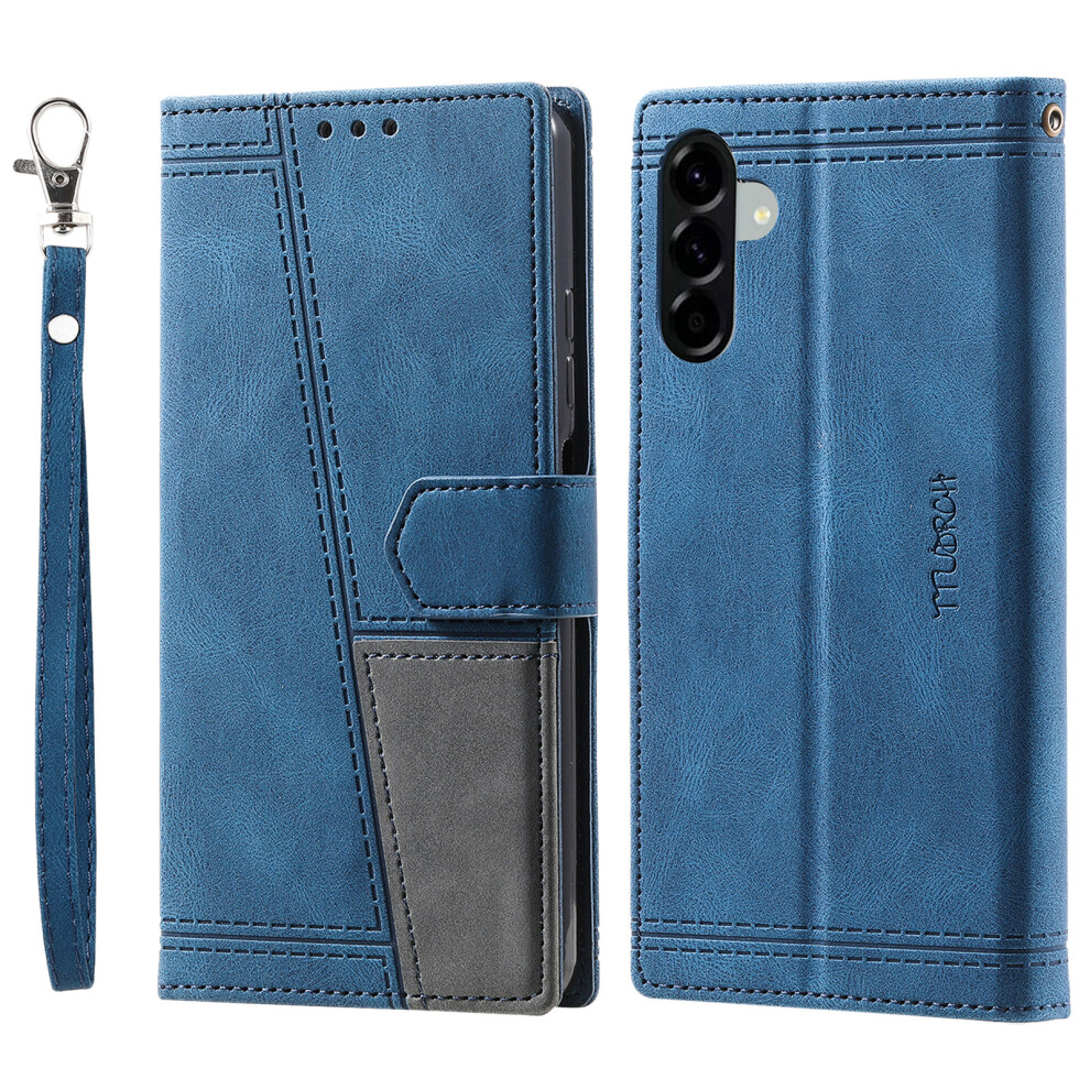 (Blue) Ttudrch Style 004 For Samsung Galaxy A37 5G Leather Case Rfid Blocking Wallet Stand Phone Cover With Strap Blue 6914296810004