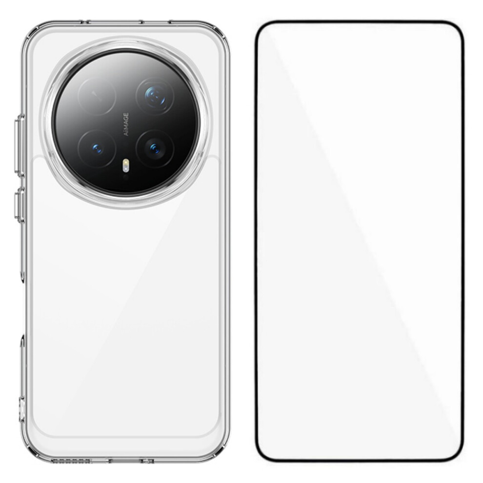 (Transparent) Wanlonfeng For Honor Magic8 Pro 5G Case Mf Series Tpu Acrylic Clear Phone Cover With Tempered Glass Film 6914290080113