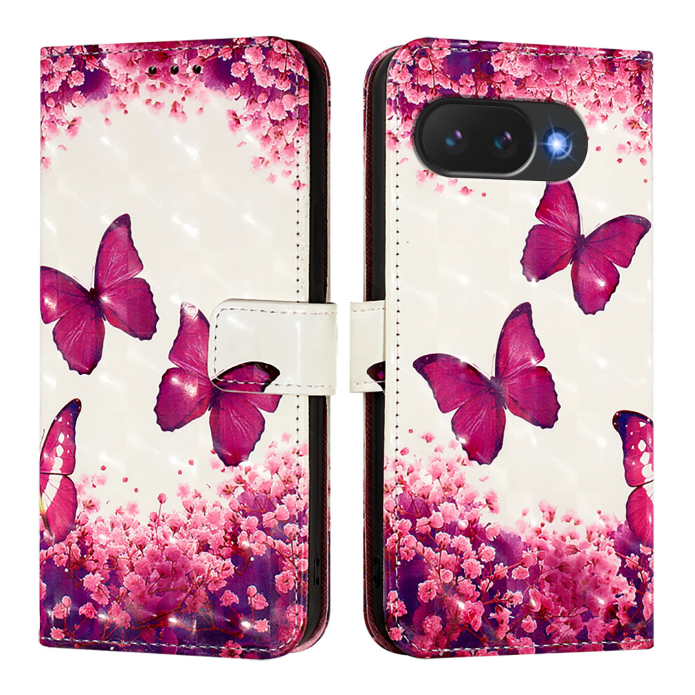 (Rose Butterflies) For Google Pixel 10A Leather Case Pattern Printing Wallet Stand Mobile Cover With Strap 6914292292200