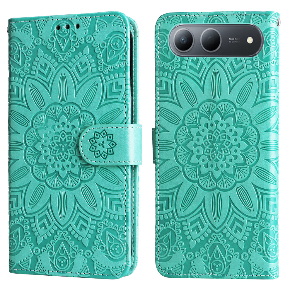 (Green) For Infinix Hot 60I 5G Case Sunflower Imprint Leather Wallet Phone Cover Green 6914294037076