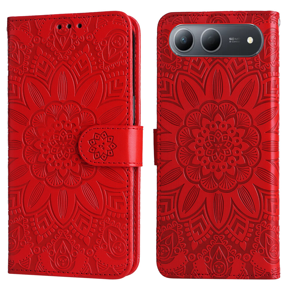 (Red) For Infinix Hot 60I 5G Case Sunflower Imprint Leather Wallet Phone Cover Red 6914293077301