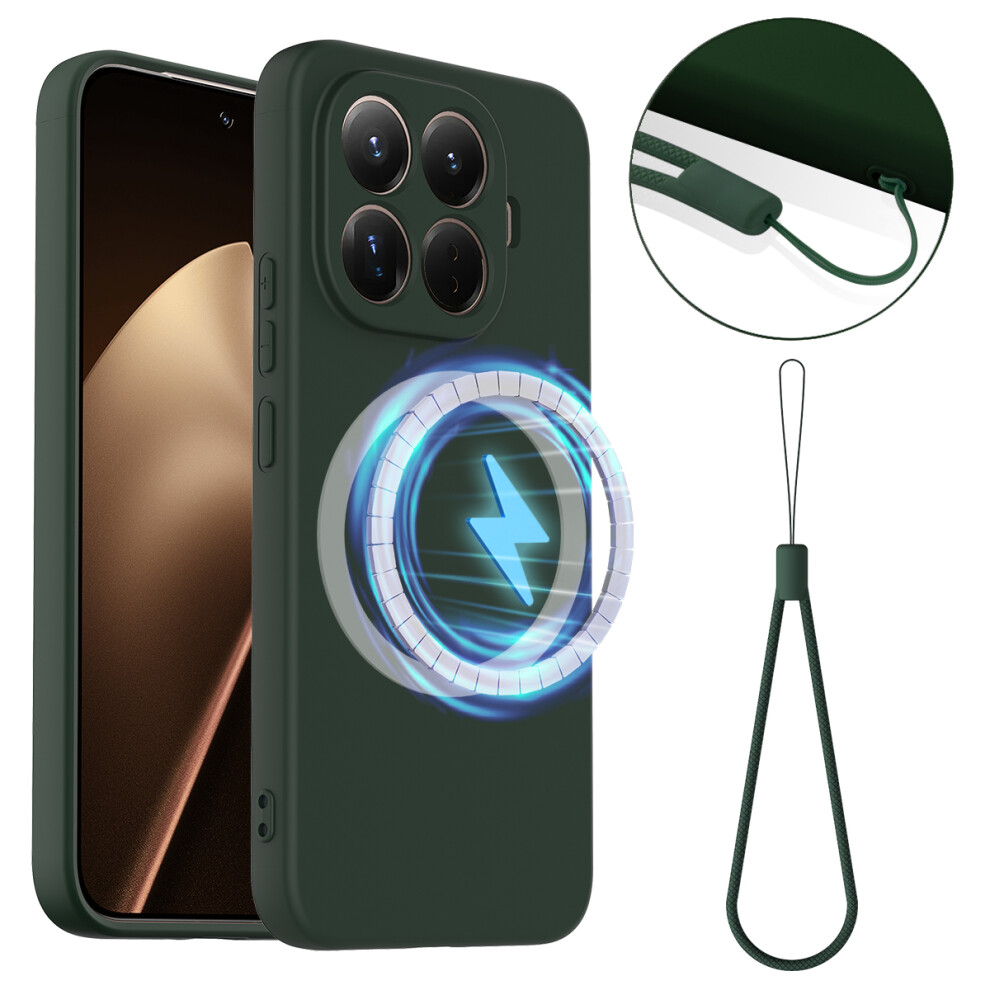 (Dark ) For Xiaomi 15T Pro Magnetic Case Anti-Drop Liquid Silicone Phone Cover Green 6914298029503