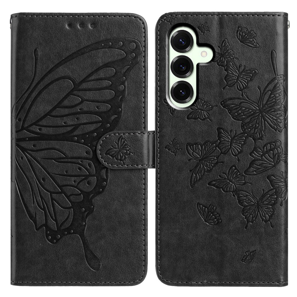 (Black) For Samsung Galaxy A27 Case Butterfly Imprinted Wallet Stand Pu Leather Flip Phone Cover With Strap Black 6914293402660