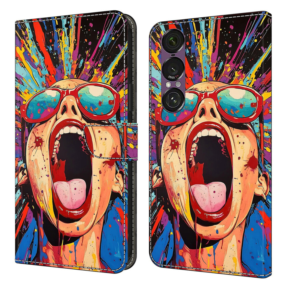 (Graffiti Scream) For Sony Xperia 1 Vii Case Foldable Stand Wallet Pattern Printing Pu Leather Flip Phone Cover 6914297293530