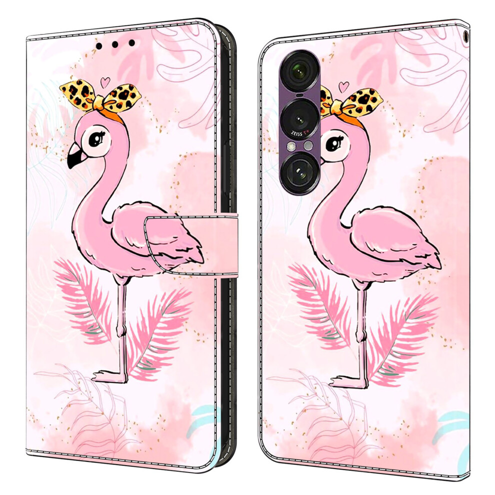 ( Bird) For Sony Xperia 1 Vii Case Foldable Stand Wallet Pattern Printing Pu Leather Flip Phone Cover Pink 6914293222855
