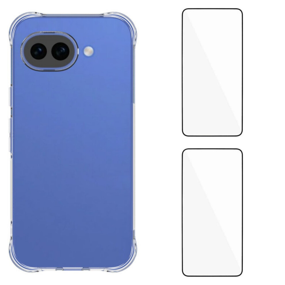 (Transparent) Wanlonfeng For Google Pixel 10A Tpu Case Wl2 Series 2.0Mm Phone Cover With 2Pcs Tempered Glass Films 6914293487711