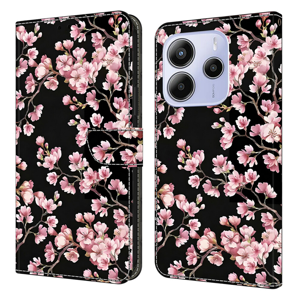 ( Blossom) For Xiaomi Redmi Note 14 4G (164.84Mm) Case Foldable Stand Wallet Pattern Printing Pu Leather Flip Phone Cover Peach 6914296649352