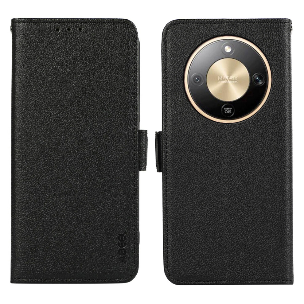 (Black) Abeel For Honor Magic8 Lite 5G / X9d 5G / X70 5G Case Litchi Texture Leather Rfid Blocking Phone Cover Black 6914294654167