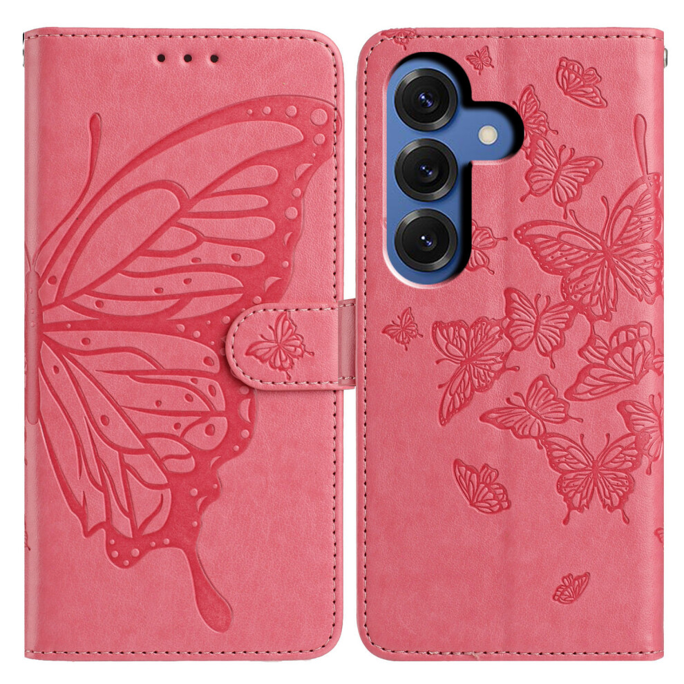 (Rose) For Samsung Galaxy S26+ Case Butterfly Imprinted Wallet Stand Pu Leather Flip Phone Cover With Strap 6914296364361