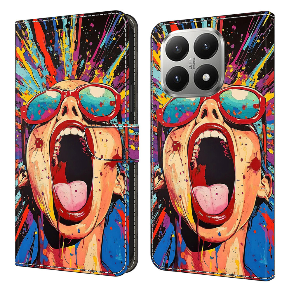 (Graffiti Scream) For Xiaomi 15T Case Foldable Stand Wallet Pattern Printing Pu Leather Flip Phone Cover 6914290043545