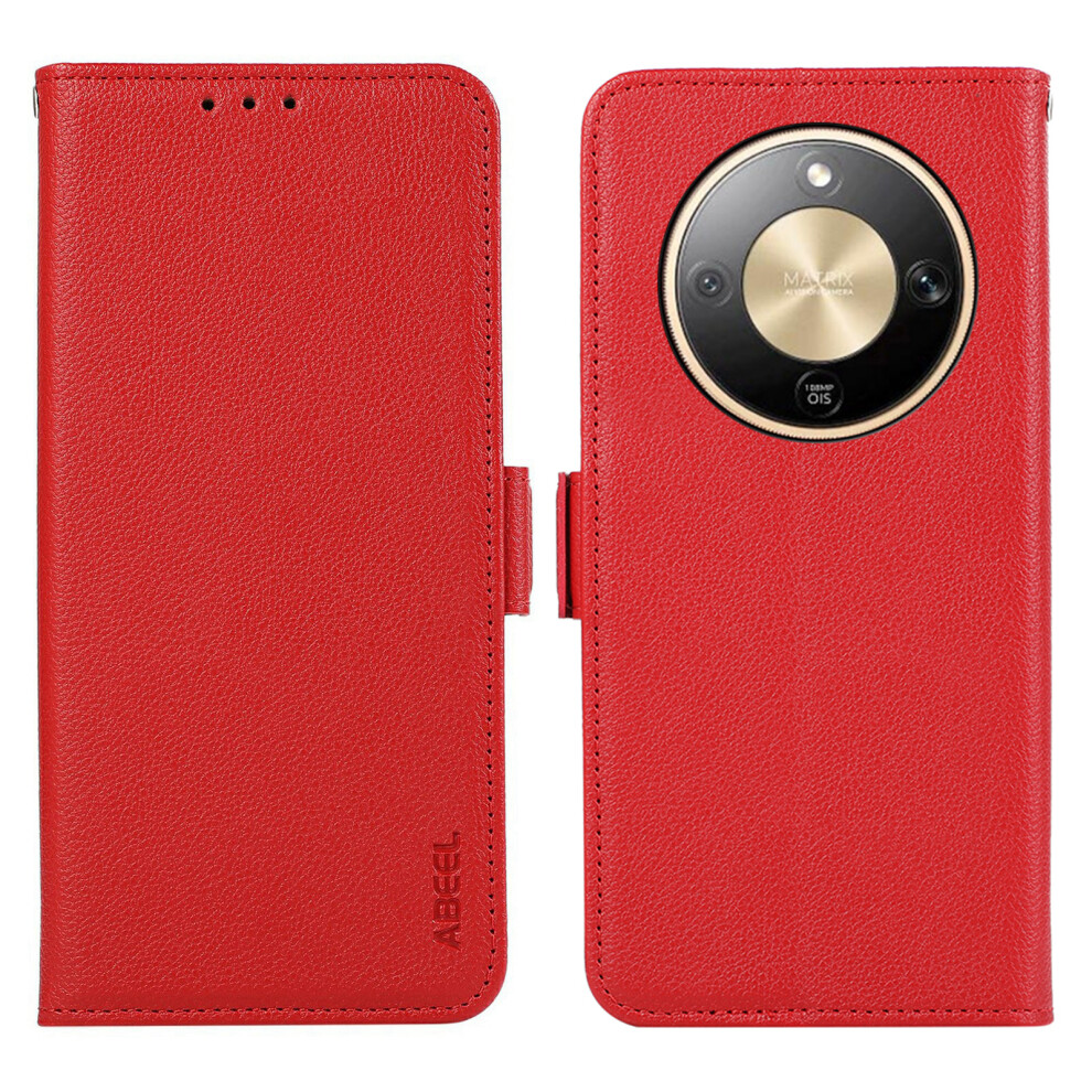 (Red) Abeel For Honor Magic8 Lite 5G / X9d 5G / X70 5G Case Litchi Texture Leather Rfid Blocking Phone Cover Red 6914295433020