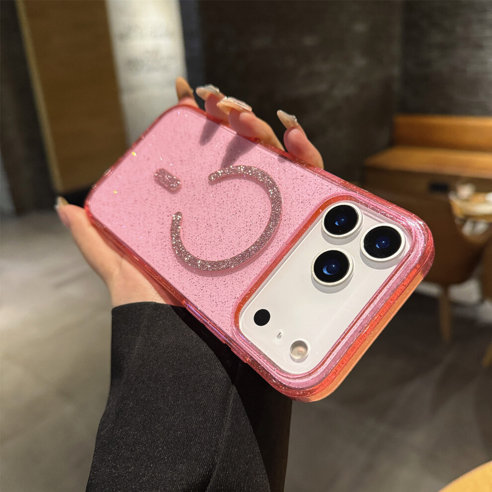 (Transparent ) For Iphone 17 Pro Max Case With Kickstand Compatible With Magsafe 2.0Mm Tpu Pc Glitter Phone Cover Pink 6914298676837