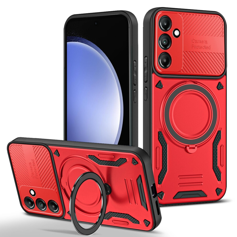 (Red) Phone Case For Samsung Galaxy A36 5G / Galaxy A56 5G Magnetic Case Shockproof Tpu + Pc Phone Back Cover With Kickstand Red 6914298737538