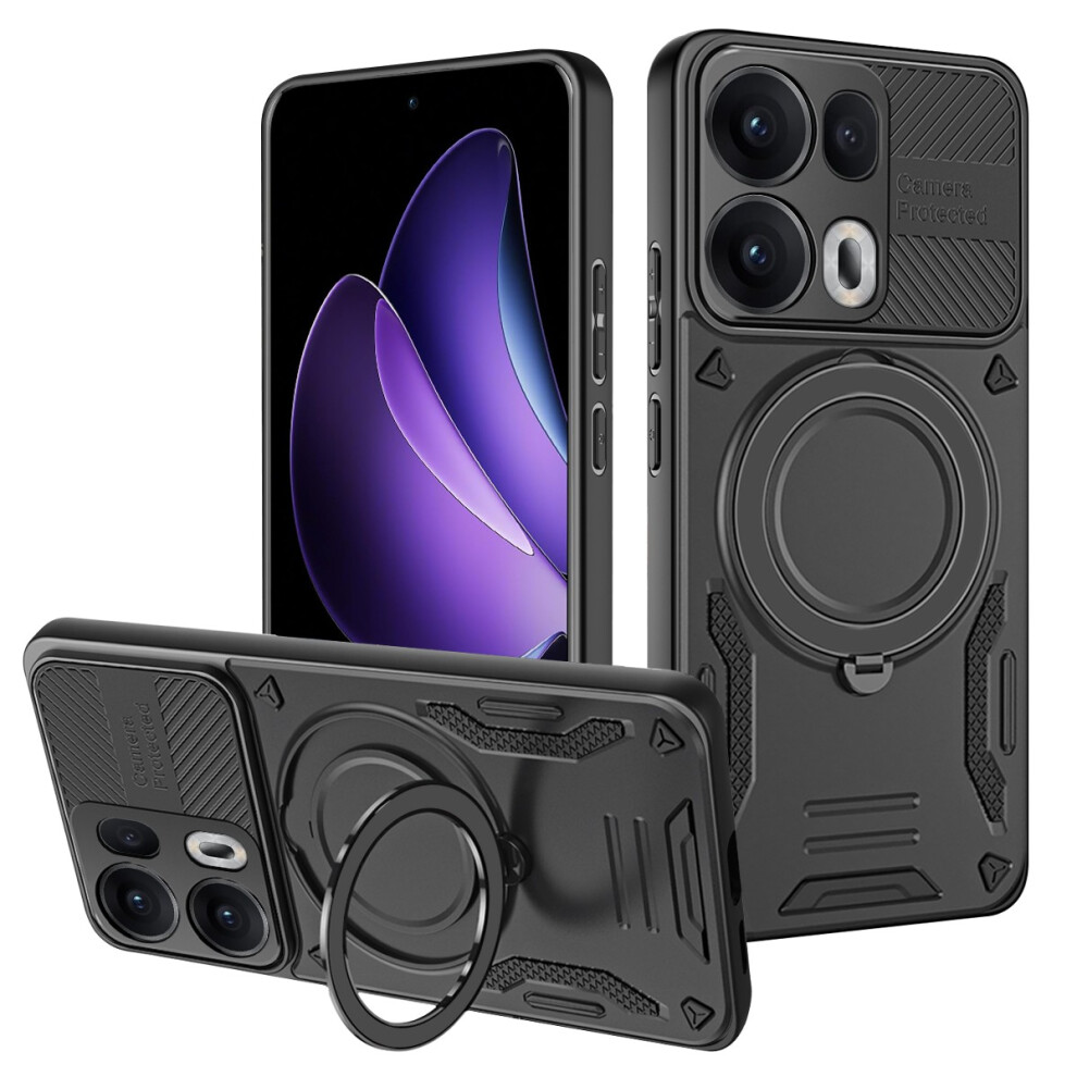 (Black) For Oppo Reno13 Pro 5G Magnetic Case Shockproof Tpu + Pc Phone Back Cover With Kickstand Black 6914293552419