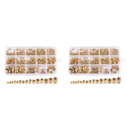 760Pcs Thread Inserts M2 M2.5 M3 M4 M5 M6 Metric Female Thread Brass Knurled Threaded Embedment Nuts Assortment Kit