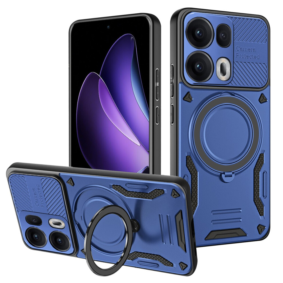 (Blue) For Oppo Reno13 Pro 5G Magnetic Case Shockproof Tpu + Pc Phone Back Cover With Kickstand Blue 6914295493598