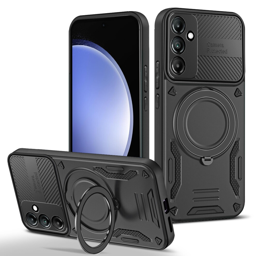 (Black) Phone Case For Samsung Galaxy A16 5G / Galaxy A16 4G Magnetic Case Shockproof Tpu + Pc Phone Back Cover With Kickstand Black 6914296939613