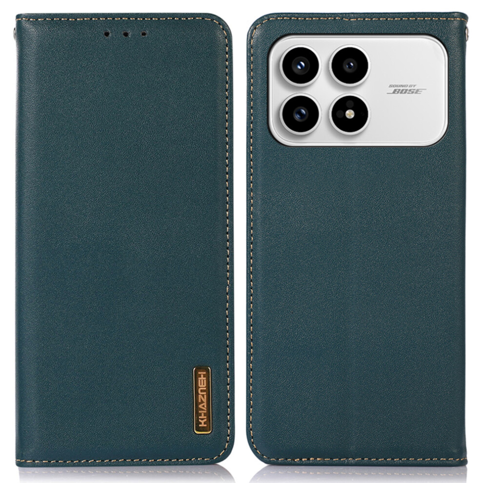 (Green) Khazneh For Xiaomi Redmi K90 5G / Poco F8 Pro Case Wallet Genuine Cow Leather Phone Cover Nappa Texture Green 6914297014968