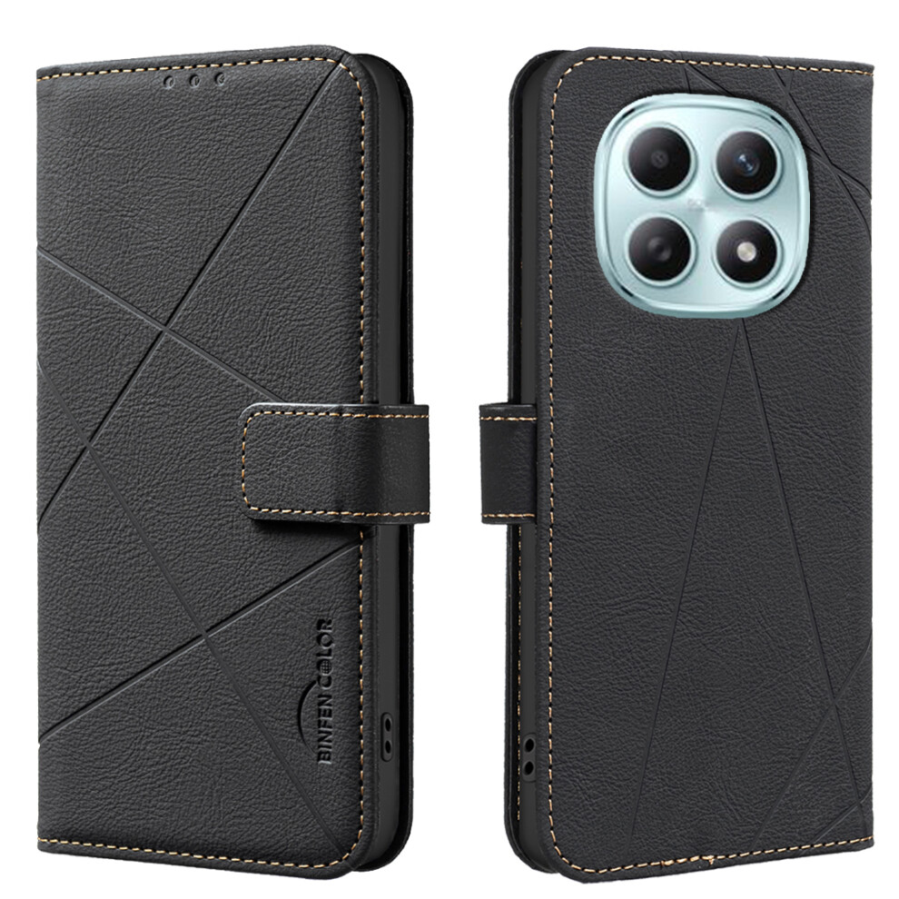 (Black) Binfen Color For Xiaomi Redmi Note 15 Pro 4G (Global) Case Bf35 Geometry Imprinted Leather Phone Cover Rfid Blocking Wa Black 6914296135732