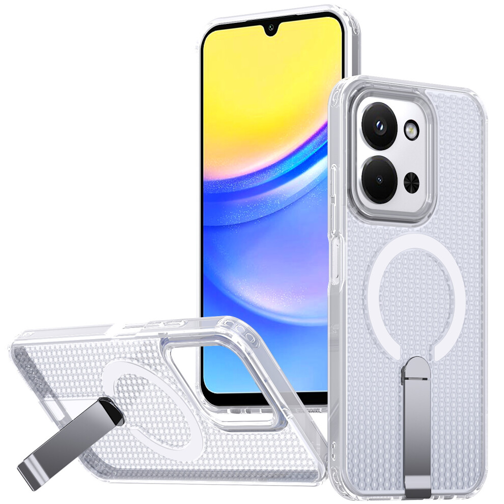 (Transparent) Magnetic Case For Xiaomi Redmi 15C 5G (Eu) (173Mm) / 4G (Eu) (173Mm) / Poco C85 4G (173Mm) Kickstand Grid Texture Tp 6914291747282