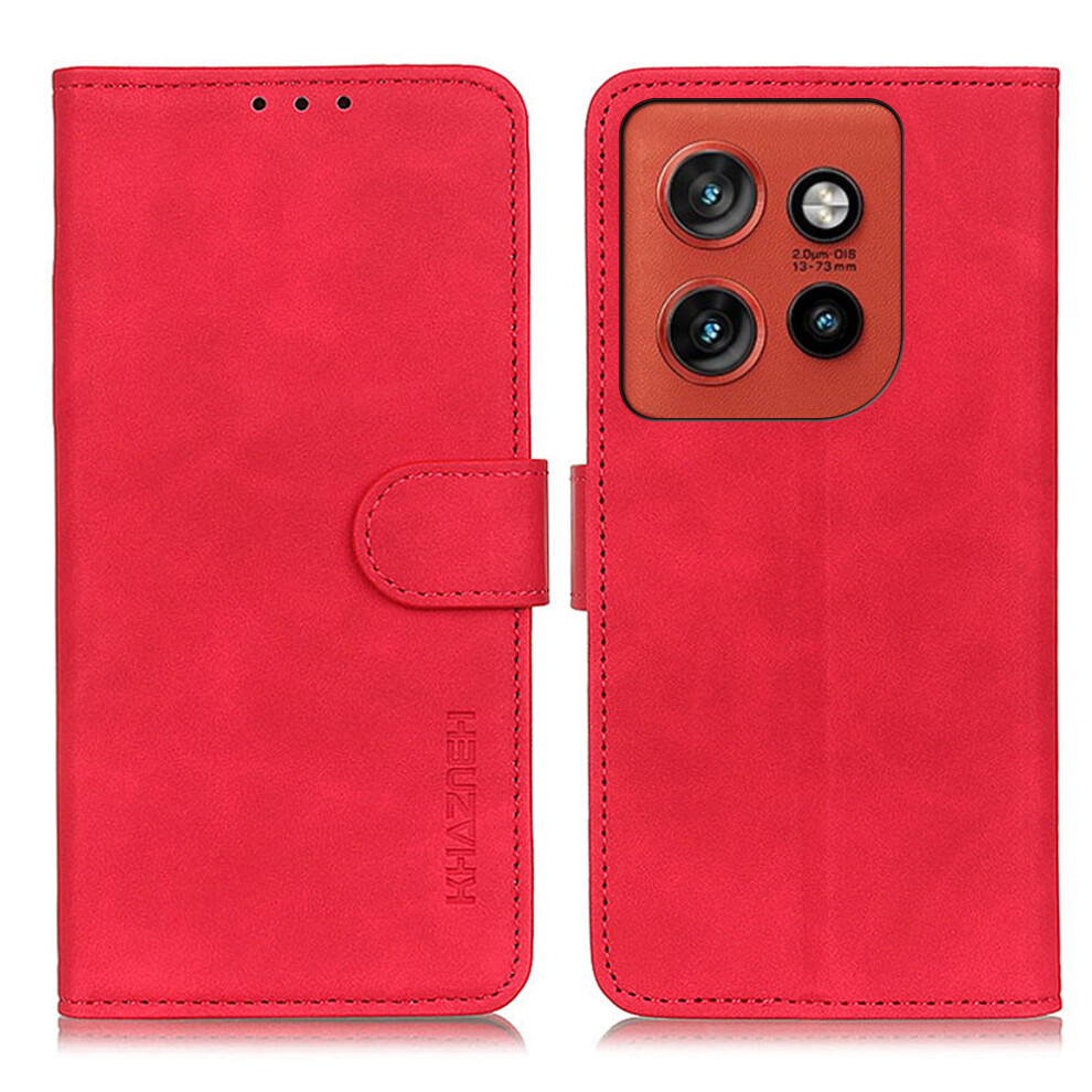 (Red) Khazneh Leather Case For Motorola Edge 60 Neo 5G / Edge 50 Neo 5G / Moto S50 5G / Thinkphone 25 5G Retro Texture Phone C Red 6914291041519