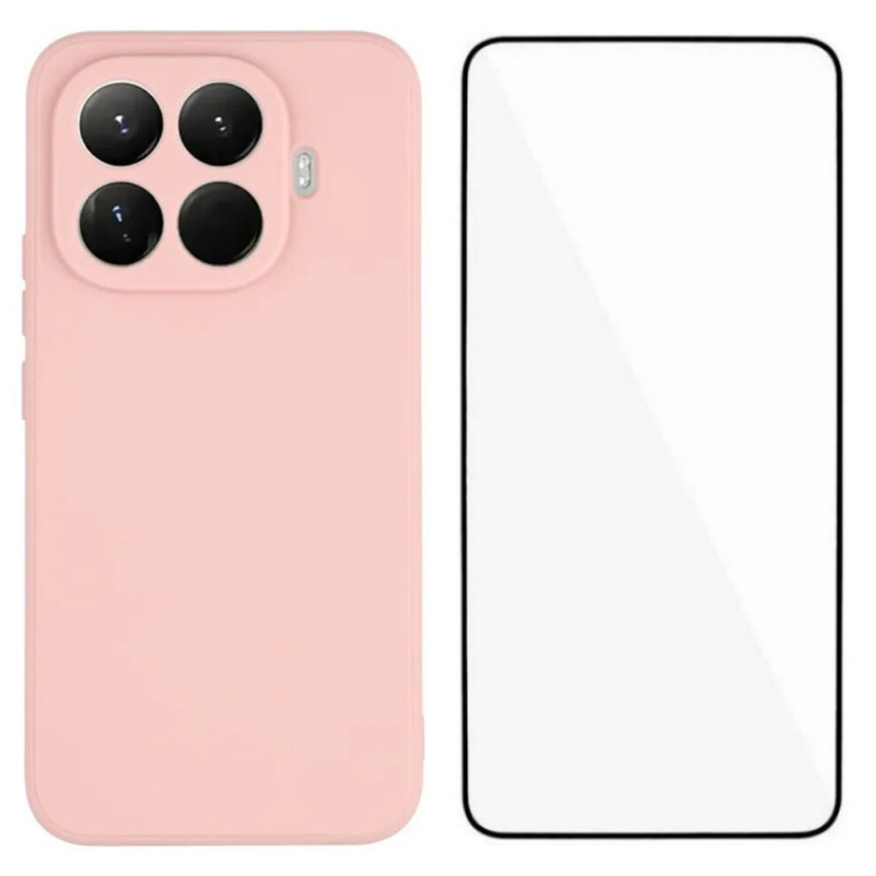 (Pink) Wanlonfeng Zb Series For Xiaomi 15T Pro Case Precise Cutouts Straight Edge Tpu Phone Cover With Tempered Glass Film Pink 6914299137658