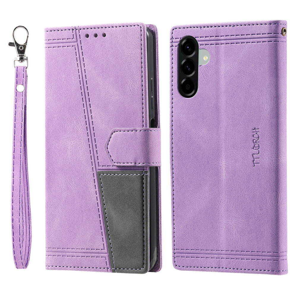 (Purple) Ttudrch Style 004 For Samsung Galaxy A57 5G Leather Case Rfid Blocking Wallet Stand Phone Cover With Strap Purple 6914293441836