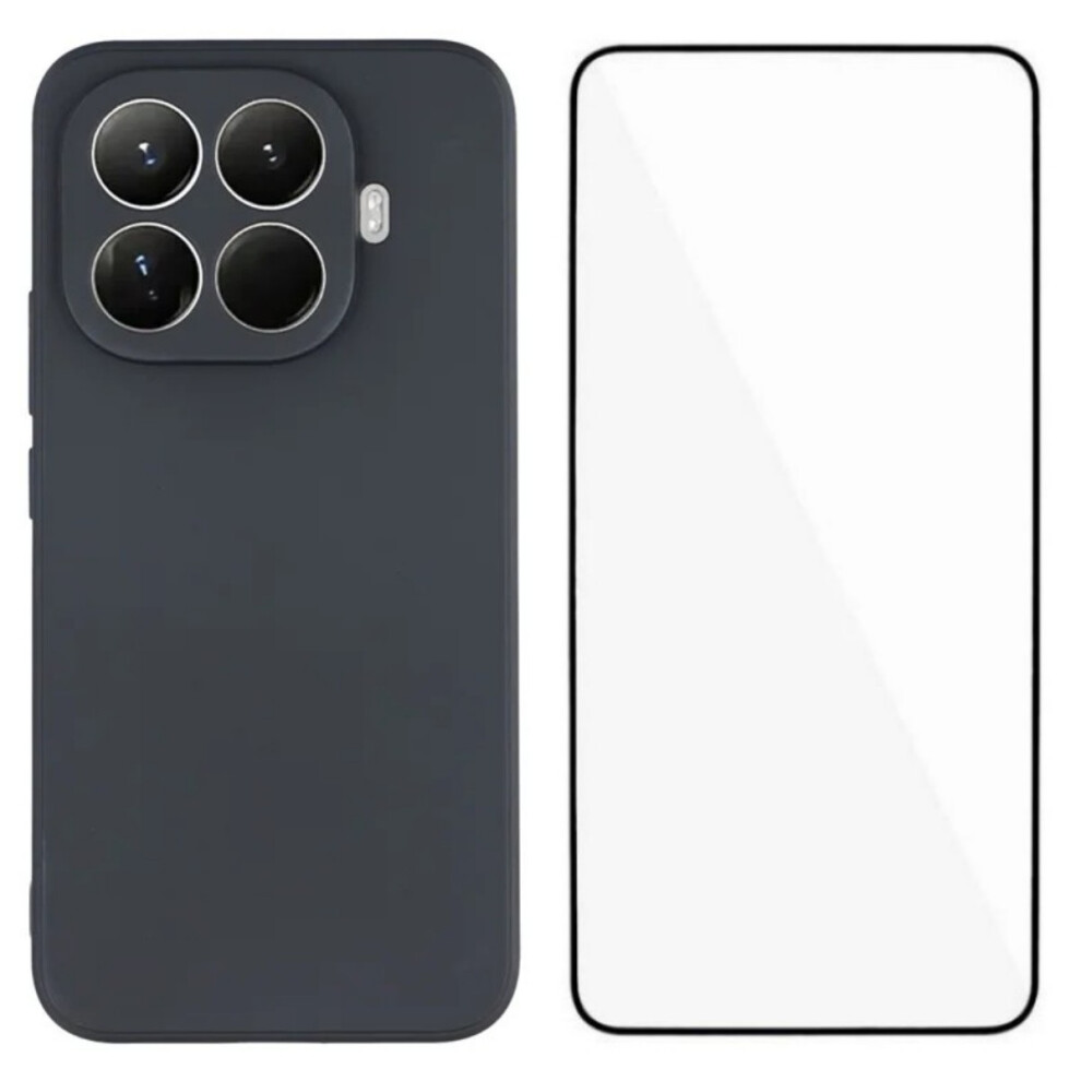 (Black) Wanlonfeng Zb Series For Xiaomi 15T Pro Case Precise Cutouts Straight Edge Tpu Phone Cover With Tempered Glass Film Black 6914295772785