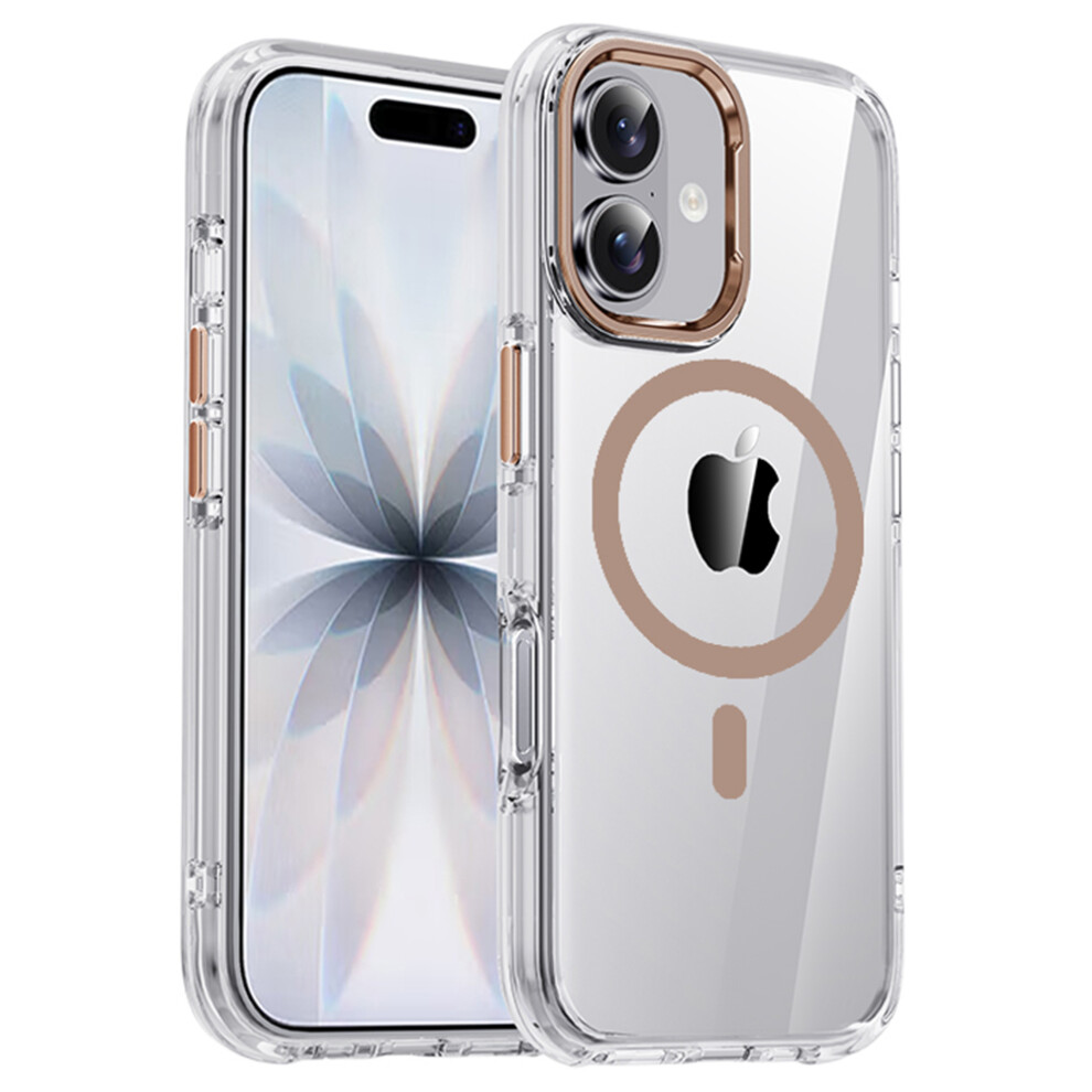 (Transparent / Desert ) Ipaky For Iphone 17 Clear Case Compatible With Magsafe Shockproof Tpu+Pc Phone Back Cover Gold 6914294329744