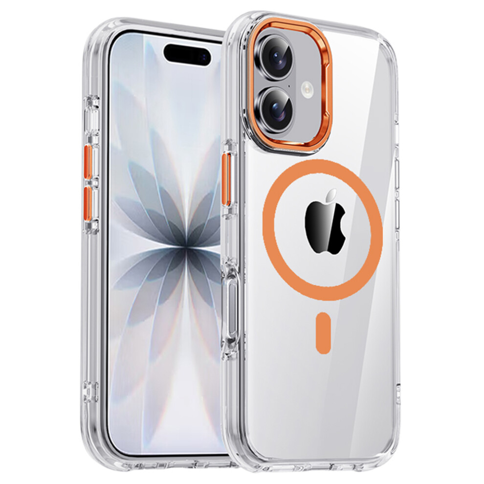 (Transparent / ) Ipaky For Iphone 17 Clear Case Compatible With Magsafe Shockproof Tpu+Pc Phone Back Cover Orange 6914298352861