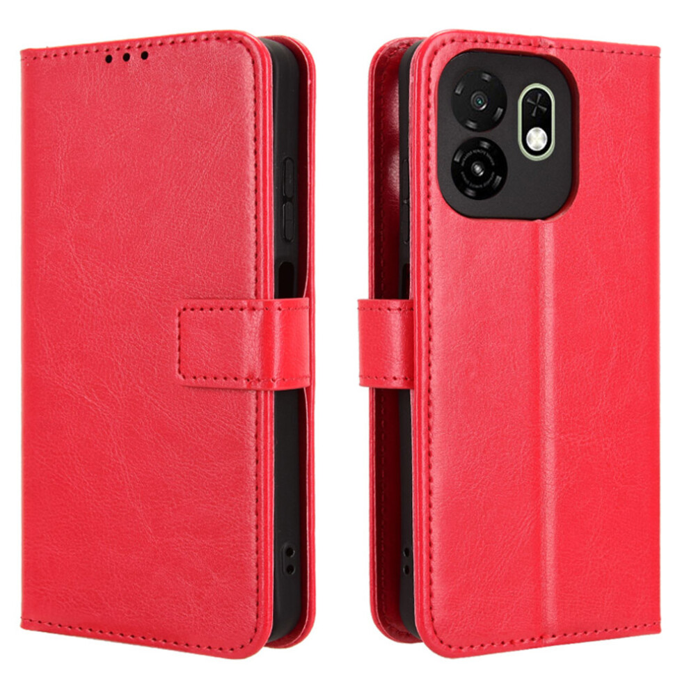 (Red) For Itel A100c 4G Pu Leather Case With Strap Crazy Horse Texture Phone Wallet Cover Red 6914294876125