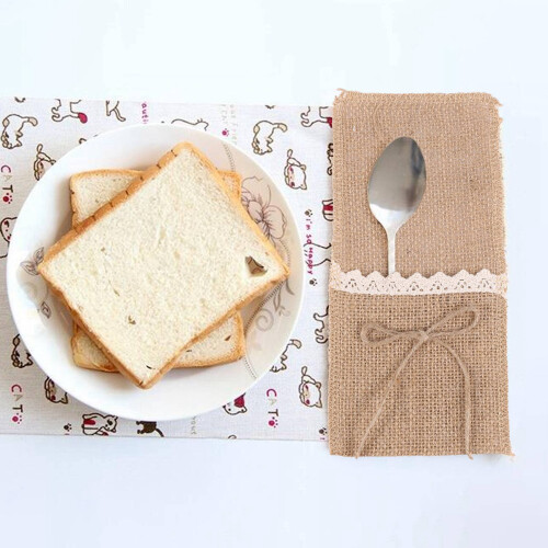 40PCS Country Wedding Table Silverware Holder Natural Burlap Cutlery Pockets Fork Pockets Rustic Wedding Decoration 1