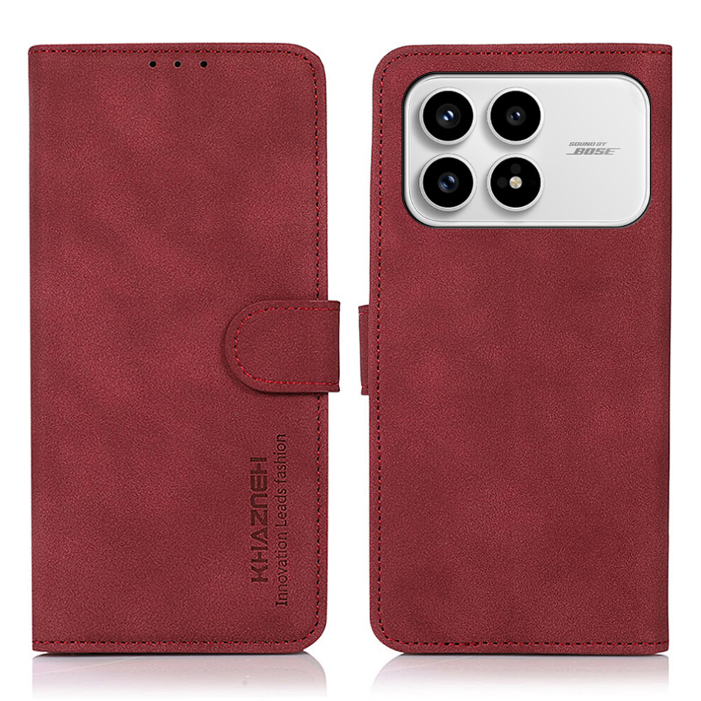 (Red) Khazneh For Xiaomi Mi K90 5G / Poco F8 Pro Case Anti Scratch Pu Leather Wallet Stand Phone Cover Red 6914298831366