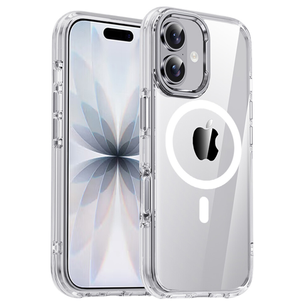 (Transparent / ) Ipaky For Iphone 17 Clear Case Compatible With Magsafe Shockproof Tpu+Pc Phone Back Cover Silver 6914298689875
