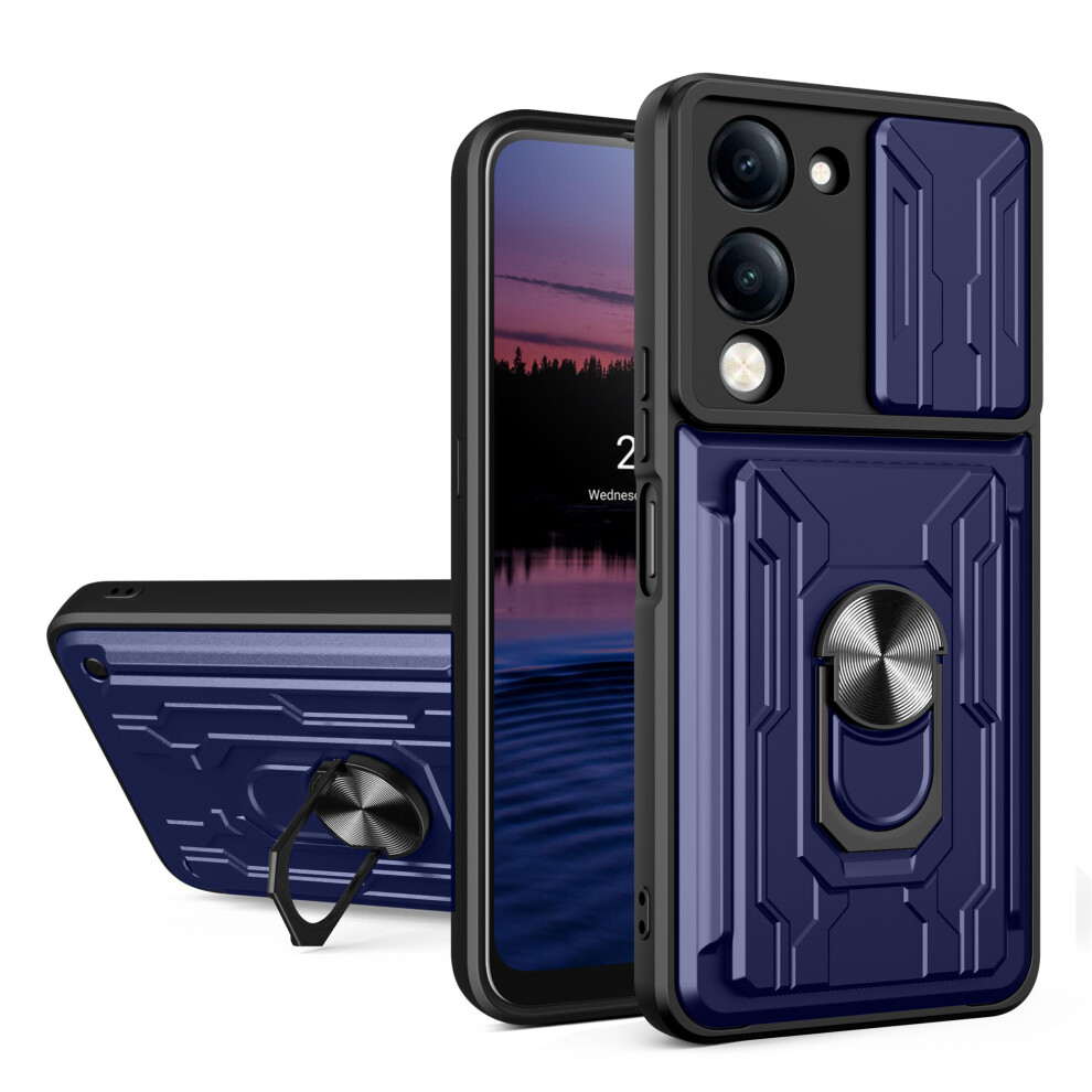 (Sapphire) For Vivo Y29s 5G / Y04 4G Case Pc + Tpu Kickstand Phone Back Cover With Camera Slider Blue 6914298672419