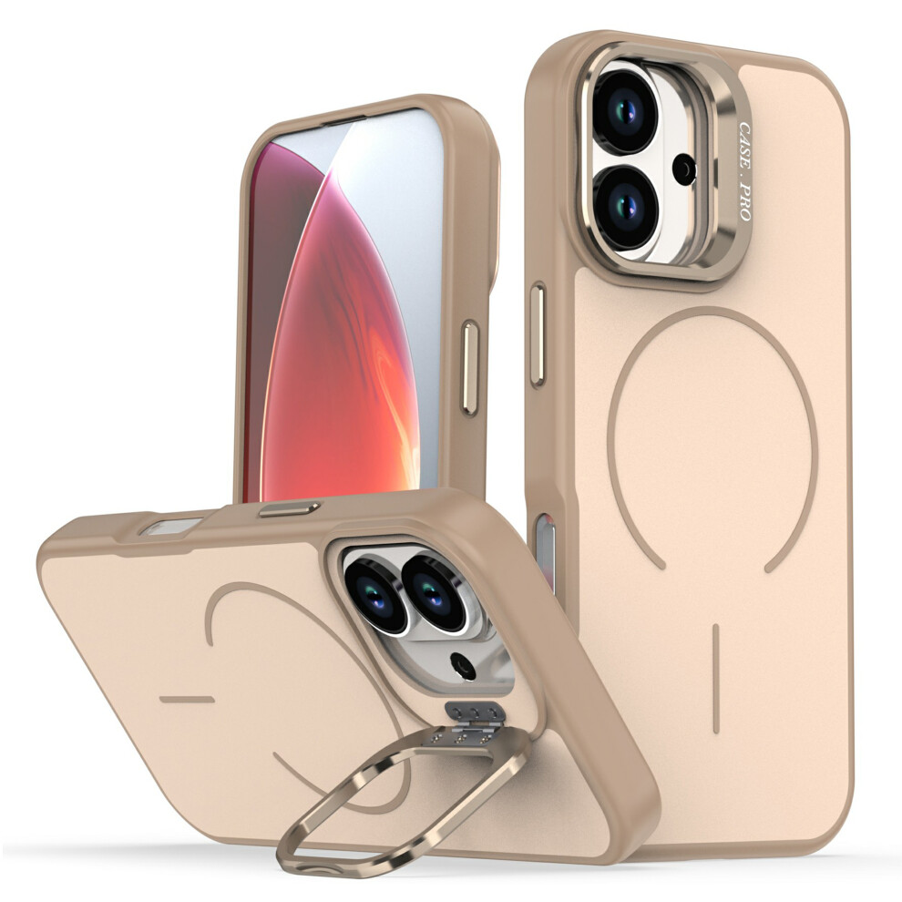 (Desert ) For Iphone 17 Case Compatible With Magsafe Skin-Touch Pc + Tpu Phone Cover With Foldable Kickstand Gold 6914295624206