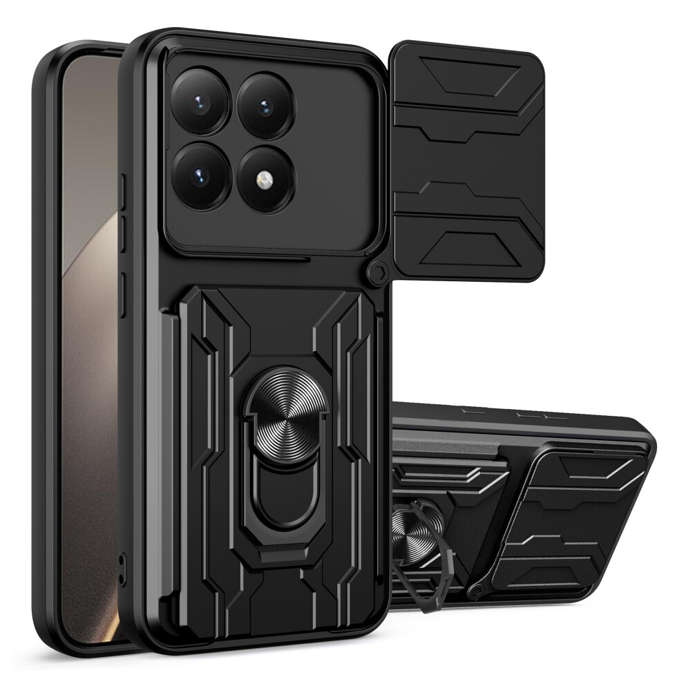 (Black) For Xiaomi 15T Case Pc + Tpu Kickstand Phone Back Cover With Camera Slider Black 6914293757258