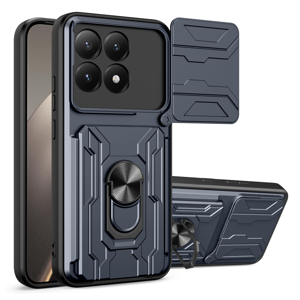 (Titanium ) For Xiaomi 15T Case Pc + Tpu Kickstand Phone Back Cover With Camera Slider Grey 6914297888712