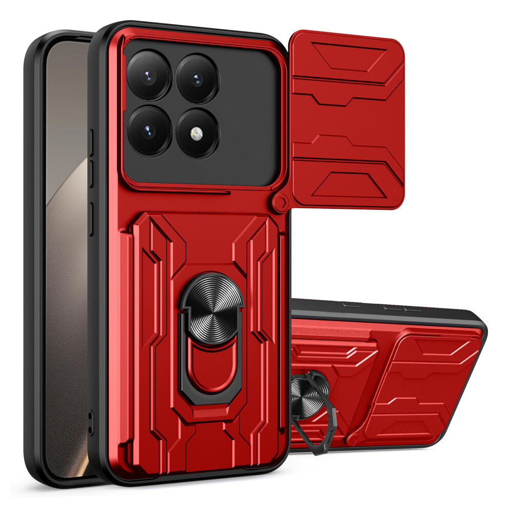 (Red) For Xiaomi 15T Case Pc + Tpu Kickstand Phone Back Cover With Camera Slider Red 6914293360045