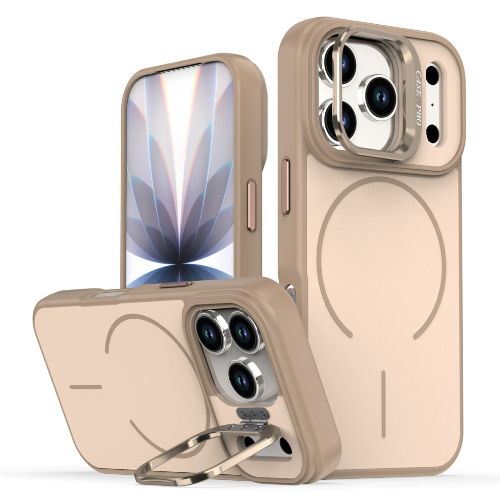 (Desert ) For Iphone 17 Pro Max Case Compatible With Magsafe Skin-Touch Pc + Tpu Phone Cover With Foldable Kickstand Gold 6914296069105