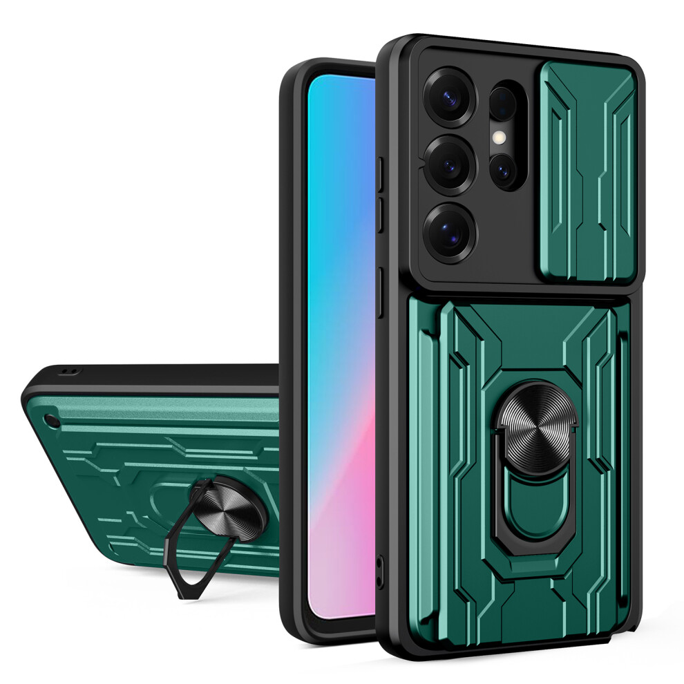 (Blackish ) For Samsung Galaxy S26 Ultra Case Pc + Tpu Kickstand Phone Back Cover With Camera Slider Green 6914290109852